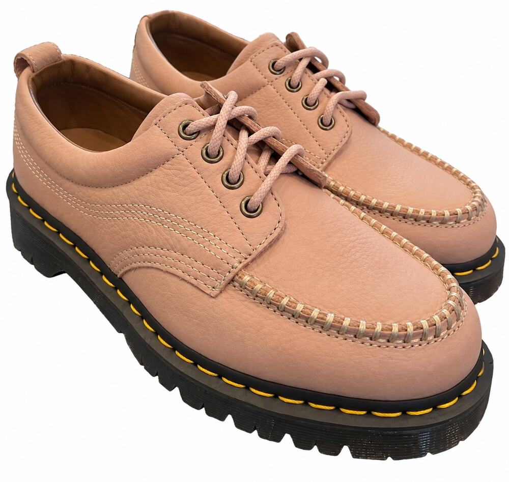 Dr. Martens Lowell Lace-Up Shoes Women 9 Pink Nubuck Leather Moc Toe Casual NWOB